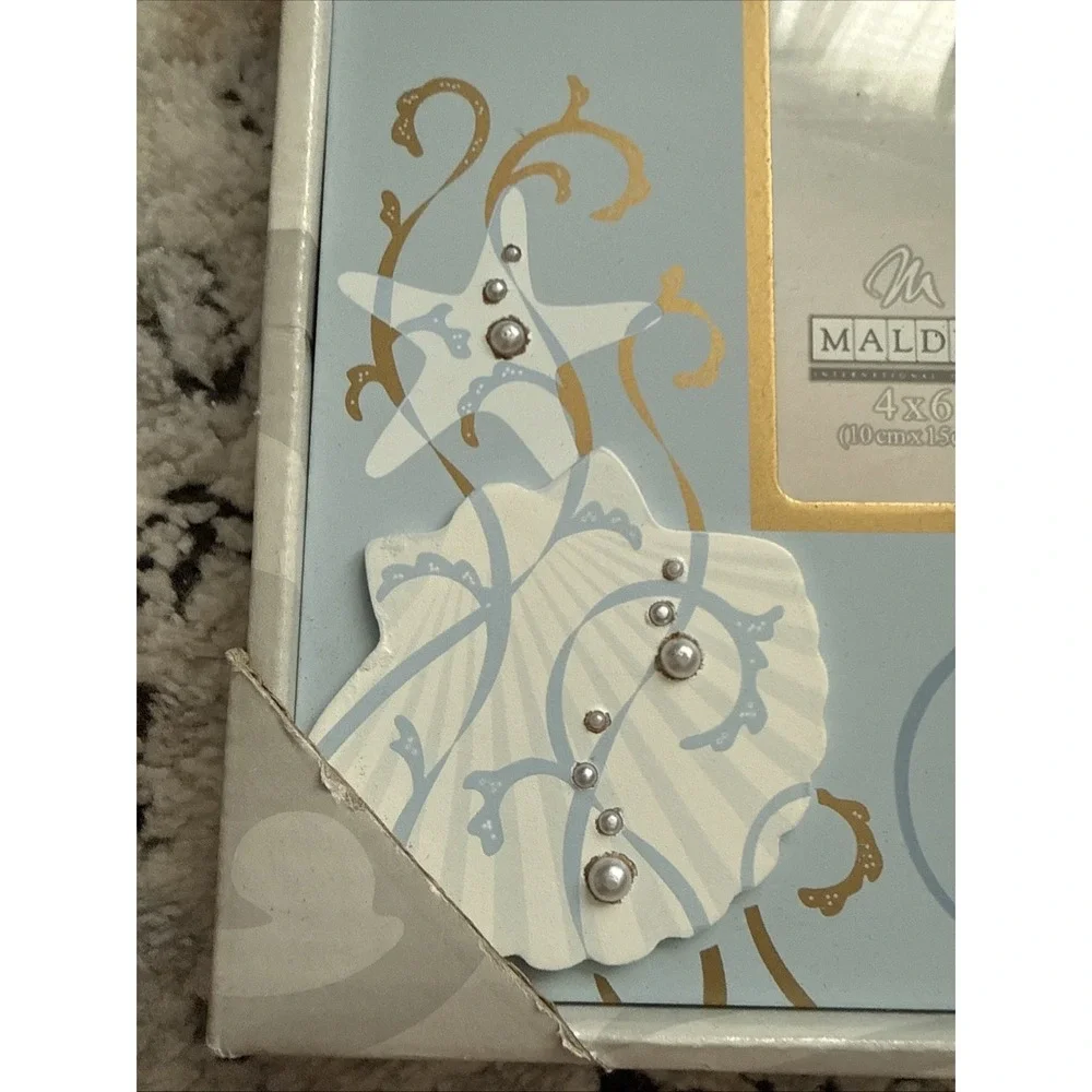 Malden 4x6 Photo Frame, Seaside, Shell Starfish Pearls Cottage
